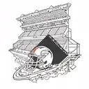 A tattoo combining elements of the Georgia Football Team logo and a football stadium, symbolizing your passion for the team tattoo design idea