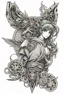 anime character and iran  tattoo design idea