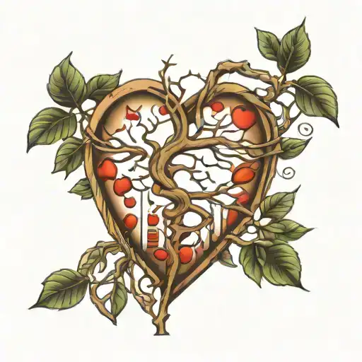 tree, heart and dna strand tattoo design idea