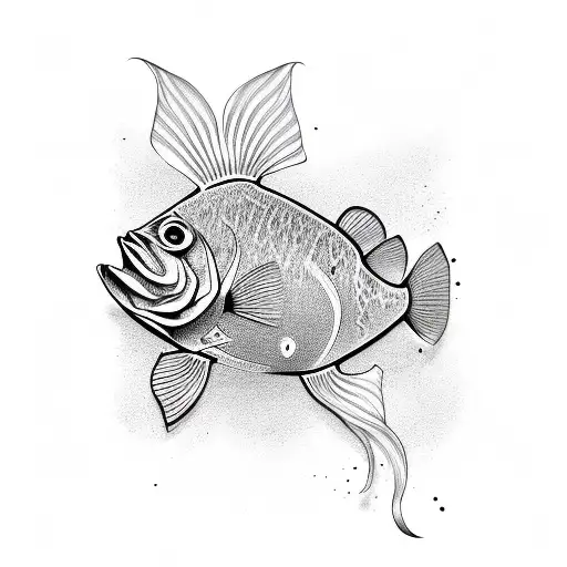 zander fish with three symbols of luck tattoo design idea