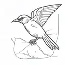 small blackbird flying with a broken wing tattoo design idea