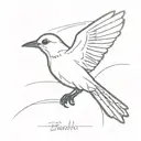 small blackbird flying with a broken wing tattoo design idea