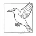 small blackbird flying with a broken wing tattoo design idea