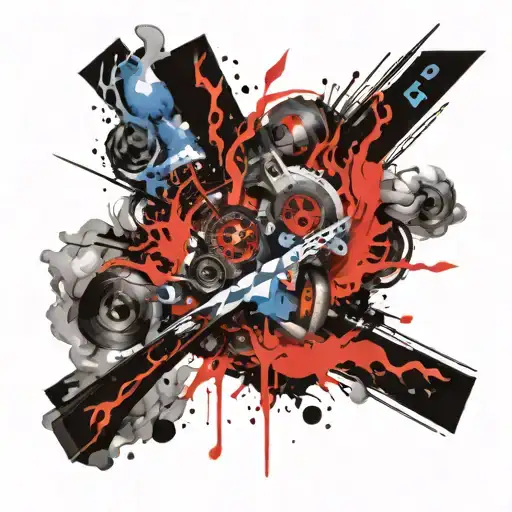 air and fire vortex red and blue tattoo design idea