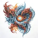 air and fire vortex red and blue tattoo design idea