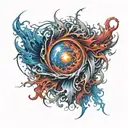 air and fire vortex red and blue tattoo design idea