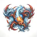 air and fire vortex red and blue tattoo design idea