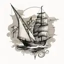 tattoo of the sailing boat in front of the Dubrovnik old town  tattoo design idea