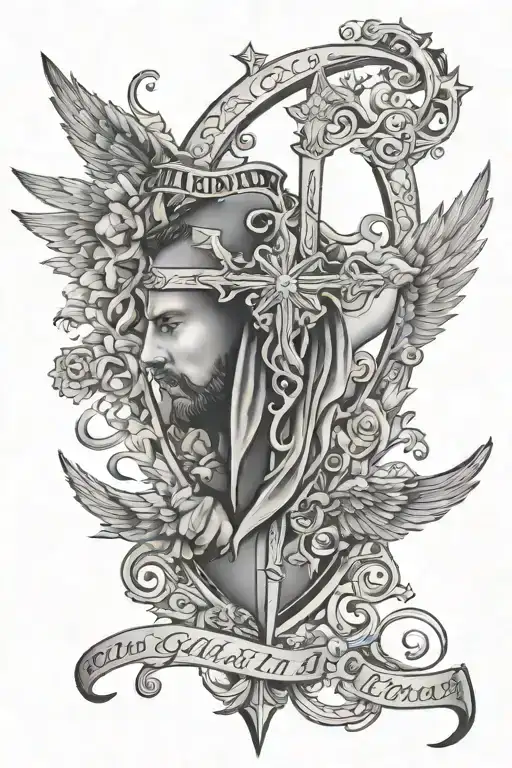 Galatians 2: 20 image with no words tattoo design idea