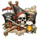 Jolly roger flag with snow sun and beach beer   tattoo design idea