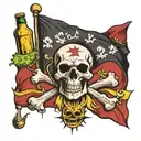 Jolly roger flag with snow sun and beach beer   tattoo design idea