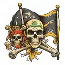 Jolly roger flag with snow sun and beach beer   tattoo design idea