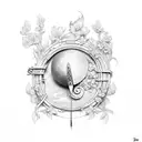 a lyre with laurel around it tattoo design idea