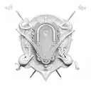 a lyre with laurel around it tattoo design idea