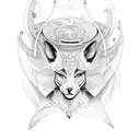 a lyre with laurel around it tattoo design idea