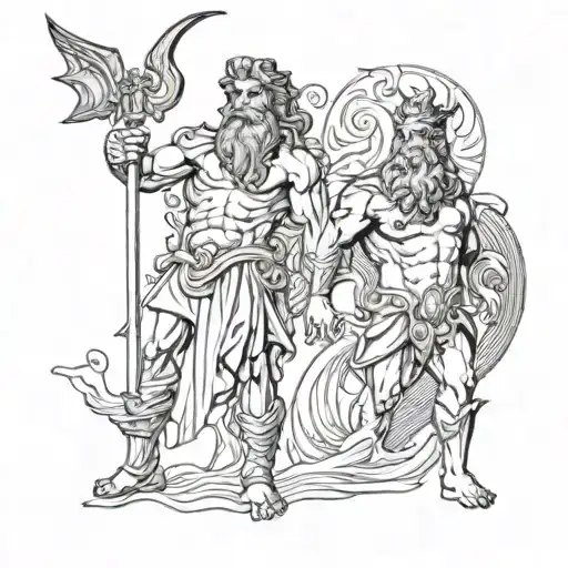 zeus y poseidon tattoo design idea