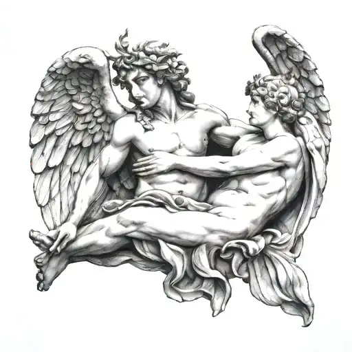eros and psyche statue  tattoo design idea