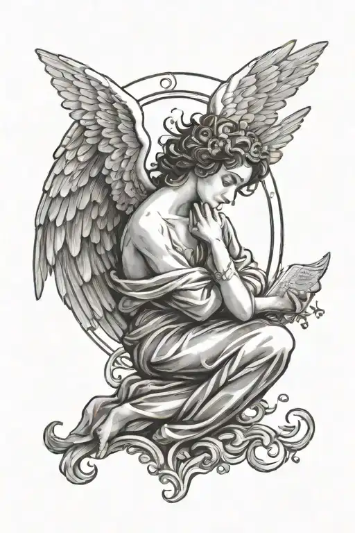 biblical accurate angel sleep token tattoo design idea
