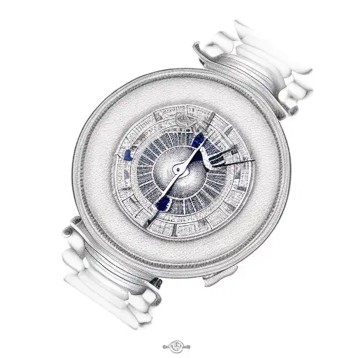 reloj, ojo, notas musicales, rosa de los vientos, guitarra elecrica tattoo design idea