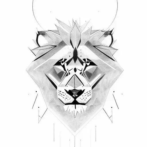 Create a tattoo featuring a lion and a wolf in a black-grey style tattoo design idea