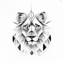 Create a tattoo featuring a lion and a wolf in a black-grey style tattoo design idea