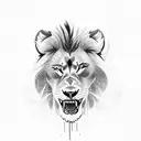 Create a tattoo featuring a lion and a wolf in a black-grey style tattoo design idea