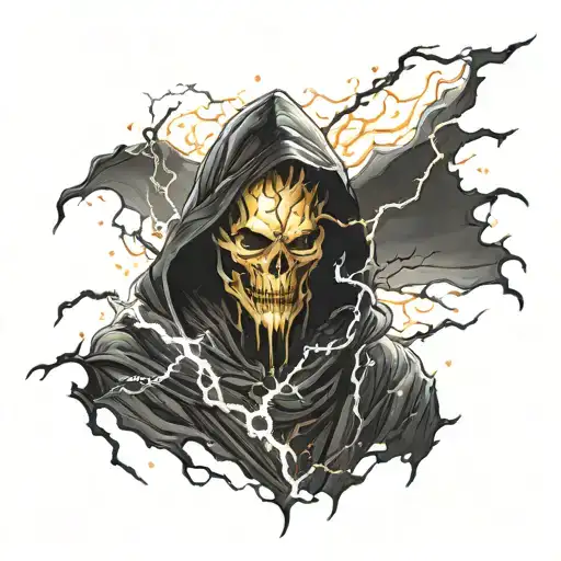 lightning death ghost black cloak  tattoo design idea