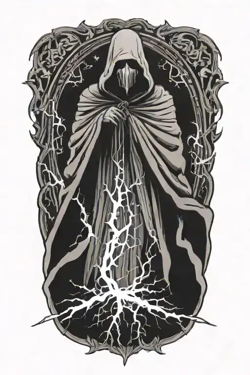 lightning death ghost black cloak  tattoo design idea