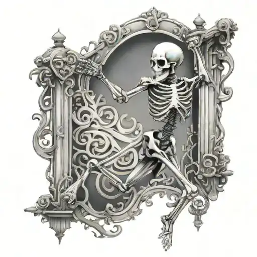 dancing skeleton by forged iron gates tattoo design idea