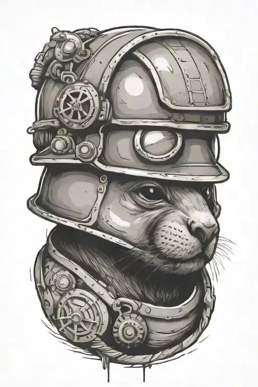 gopher digging with mining helmet tattoo design idea