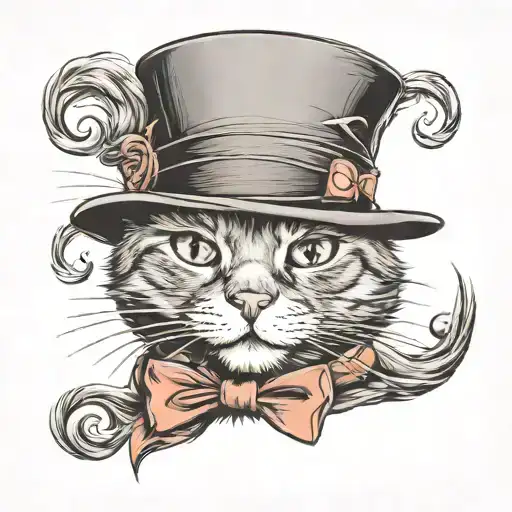 cat ling hair wearing a tophat and bowtie tattoo design idea