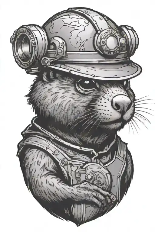 dirty gopher with mining helmet tattoo design idea