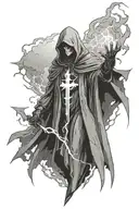 lightning death ghost black cloak  tattoo design idea