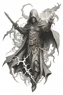 lightning death ghost black cloak  tattoo design idea