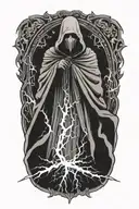 lightning death ghost black cloak  tattoo design idea