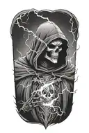 lightning death ghost black cloak  tattoo design idea
