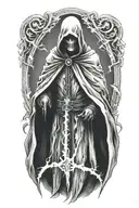 lightning death ghost black cloak  tattoo design idea