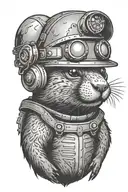 dirty gopher with mining helmet tattoo design idea