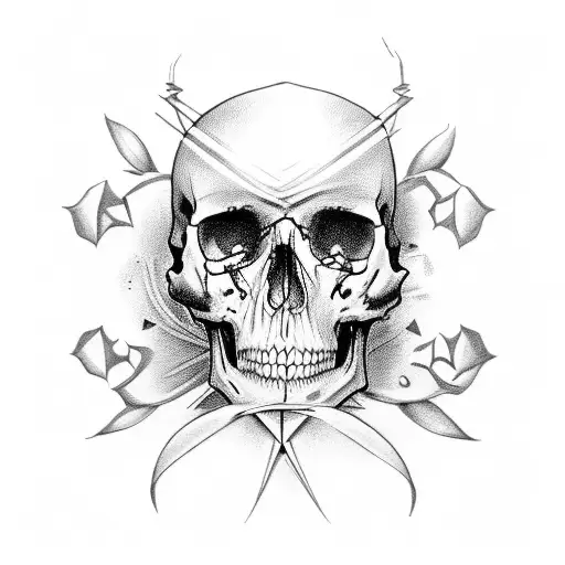 gothic, hourglass, roses, skulls tattoo design idea