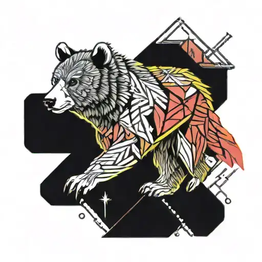 grizzly bear cardinal bird tattoo design idea