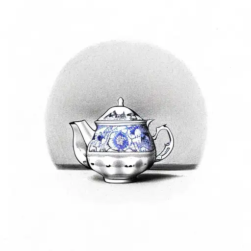 teapot with bluebell flowers on tattoo design idea