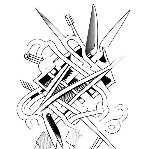 scissors cutting film tattoo design idea