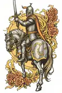 medeval knight holding sword tattoo design idea