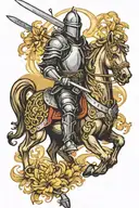 medeval knight holding sword tattoo design idea