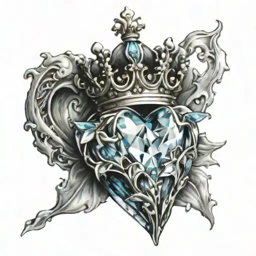 heart and ice with crown  tattoo design idea