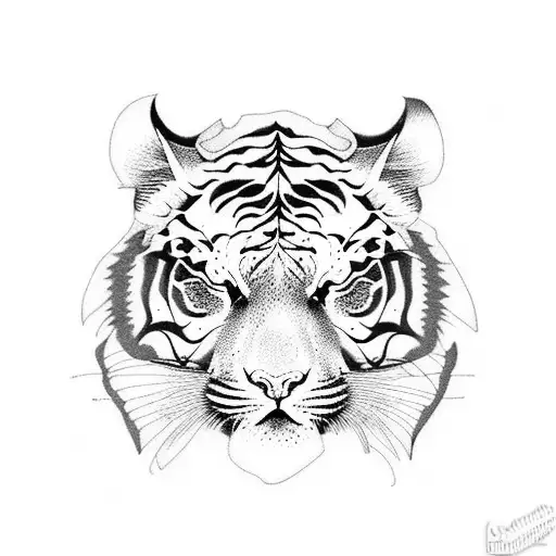 whole sleeve with tiger, skulls, patterns tattoo design idea