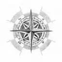 A tattoo featuring a compass rose with the names Marcus, Christine, and Dylan, and the coordinates of significant locations in Canada, the USA, and Australia tattoo design idea