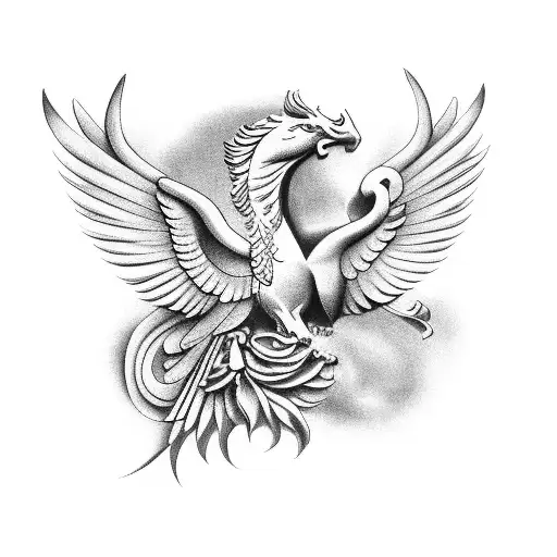 pegasus and liverbird tattoo design idea
