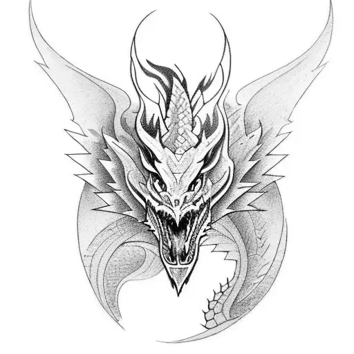 Create a tattoo design featuring a mystical dragon in a Germanic-inspired setting. tattoo design idea