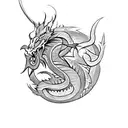 Create a tattoo design featuring a mystical dragon in a Germanic-inspired setting. tattoo design idea